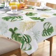 thumbnail image 5 of Spring Summer Palm Leaves Monstera Rectangle Tablecloth 60 x 84 Inch, Tropical Plants Gold Leaf Decorative Table Cloth Dining Table Cover, Hawaii Botanical Dinner Party Picnic Decoration, 5 of 6