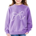 thumbnail image 2 of DJDLJWCJ Big Girls Long Sleeve Sweatshirts Crewneck Fleece Lined Pullover Relaxed Fit Soft Winter Warm Tops Purple Size 2-3Years, 2 of 8