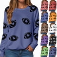 thumbnail image 4 of Godom Womens Sweatshirts Crewneck Rugby Printed Long Sleeve Tops Oversized Pullover Sweatshirt for Women, 4 of 7