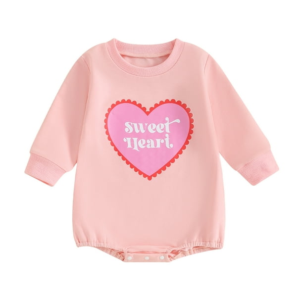 Boiiwant Baby Girl Valentines Day Outfits 3M 6M 12M 18M Newborn Long Sleeve  Heart Print Romper Infant Girl Spring One Piece Bodysuit 