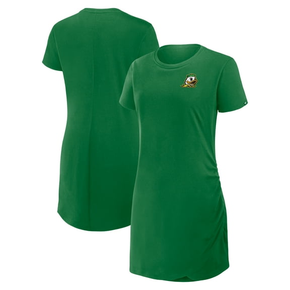 Women's Fanatics Green Oregon Ducks Ruched Drape T-Shirt Dress