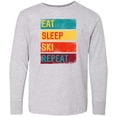 thumbnail image 3 of Inktastic Skiing Eat Sleep Ski Repeat Long Sleeve Youth T-Shirt, 3 of 5