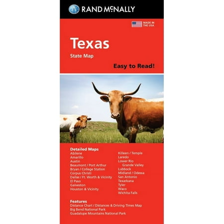 TEXAS EASY TO READ STATE MAP