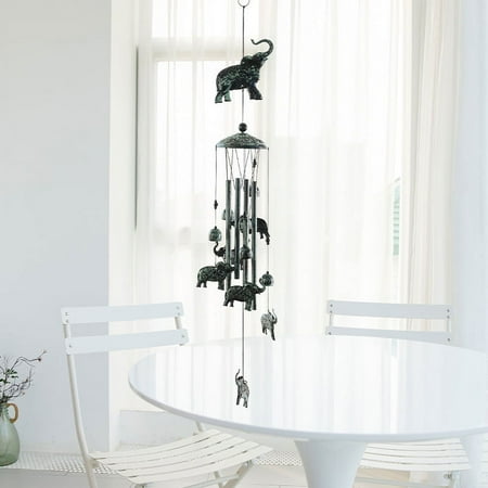 Elephant Outdoor Wind Chimes,Chime with 4 Aluminum Tubes & 6 Wind Bell Memorial Wind chimes Outdoors Home Garden Patio Decor Memorial Wind Chimes for Unique Birthday Festival Gifts