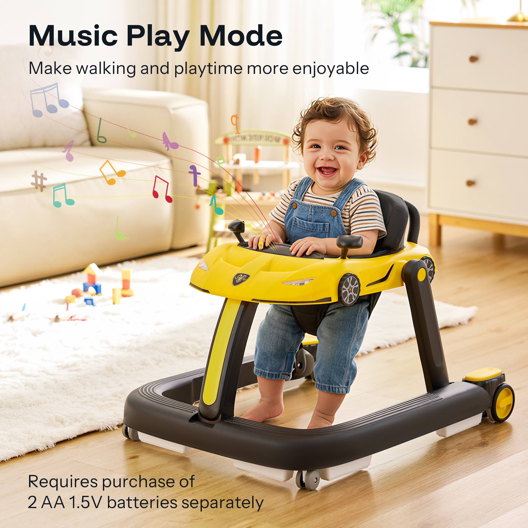 HARPPA Adjustable Baby Walker, Yellow photo 4