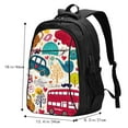 thumbnail image 5 of Balery London Symbols Print USB Charging Backpack for Men and Women - Water-Resistant, Anti-Theft Laptop Backpack with USB Port for Travel, Work, School, and College, 5 of 7