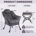 thumbnail image 3 of Dark gris lazy reading chair con ottoman, armrests, y a side pocket - ideal para para small spaces, 3 of 8