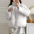 thumbnail image 4 of Hueook Bomber Jacket Women Jacket for Women Women's Jacket Short Standing Collar Shoulder Sleeve Down Padded Jacket Women's Padded Jacket Long Sleeve Padded Jacket White M, 4 of 8