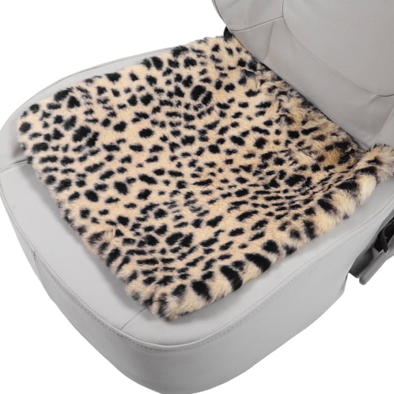 Unique Bargains Car Bottom Seat Pad Cover Beige Short Hair Leopard Print Square Universal for Car SUV Truck 1 Pcs