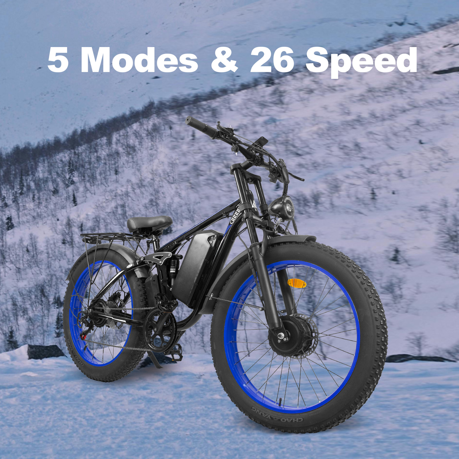 Electric Bike for Adults,3000W Motor E-Mountain Bike 52V 23Ah,26"*4.0 Fat Tire,UL2849