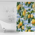 thumbnail image 2 of Shower Curtain Bathroom Set Lemon Green Leaves Watercolor Waterproof Fabric Shower Curtains with Grommets&Hooks Summer Flower Blue Stripe Privacy Bath Curtain for Bathtub 48x72in, 2 of 7