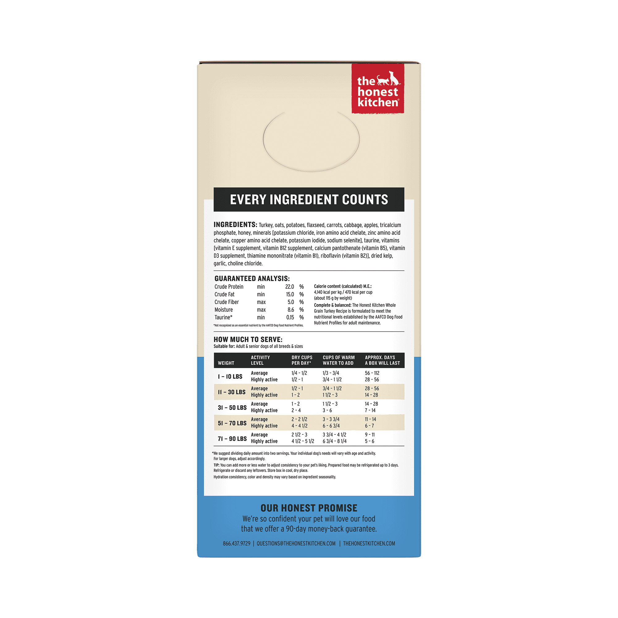 The Honest Kitchen Human Grade Wholemade™ Dehydrated Dog Food Whole Grain Turkey, 7 lb (Makes 28lbs)