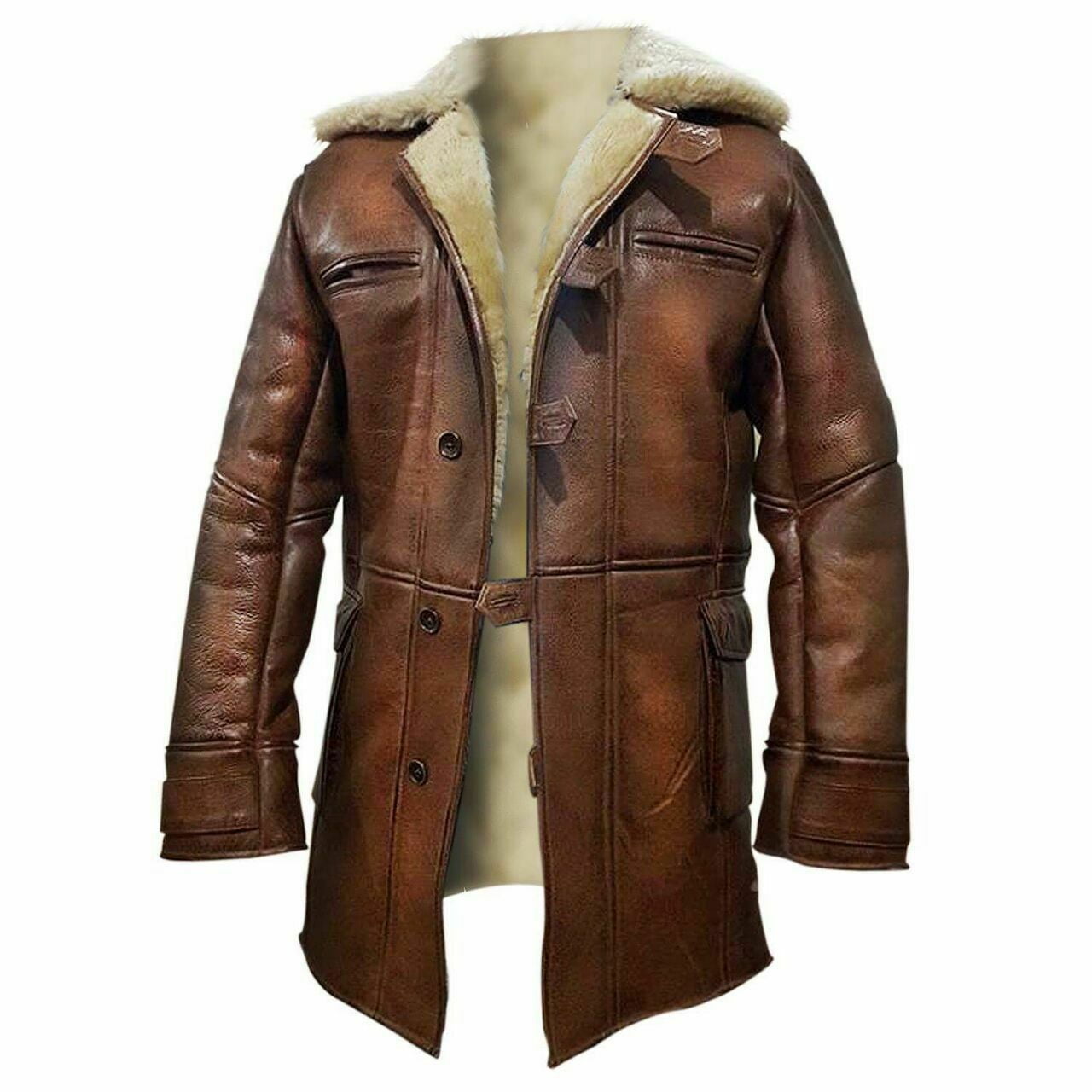 Manteau en Fourrure Vintage Marron Long Manteau Homme Fausse