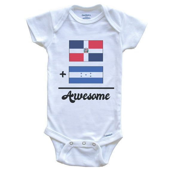 Dominican Republic Plus Honduras Equals Awesome Cute Dominican Honduran Flags Baby Bodysuit, 0-3 months white