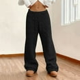 thumbnail image 4 of Women's Fashionable Loose-Fit Trousers Sporty Fleece-Lined Solid-Colour Long Trousers for Warm and Stylish Everyday Use,Black,XL, 4 of 7