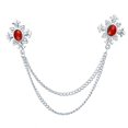 thumbnail image 1 of Women's Shirt Lapel Brooch Fringe Crystal Cross Chain(Silver Bottom Red Diamond), 1 of 3