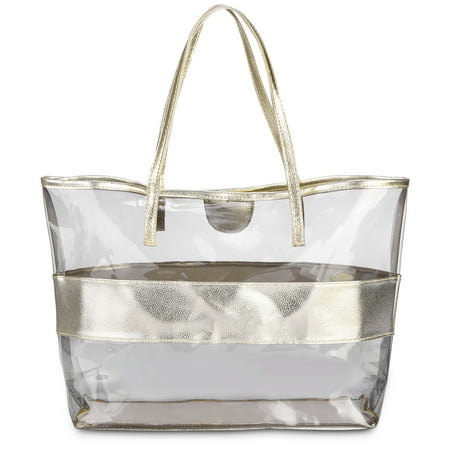 Fashion Polka Dot Tote - 2 in 1 Womens Water-resistant Beach Jelly Handbag Polka Dots Transparent Tote Bag Bowknot Shoulder Bag