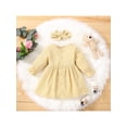 thumbnail image 2 of xiaxaixu Kids Solid Color Round Neck Long Sleeve One-Piece with Headband, 2 of 9