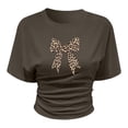 thumbnail image 4 of REDARER Girls Short Sleeve T-Shirt Leopard Print Bow Graphic Ruched Tie Waist Casual Summer Daily Tee,9-10 Years, 4 of 4