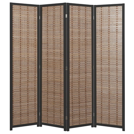 Folding Decorative Screens Decorative 4-Panel Bamboo & Black Wood Framed Folding Screen / Freestanding Room Divider ()