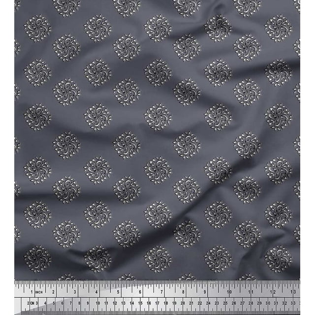 Soimoi Rayon Fabric Floral Block Print Fabric by The Yard 56 Inch Wide