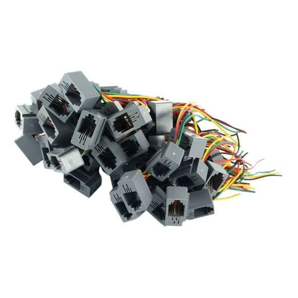 100 Pcs 616E 4P4C RJ9 Female Telephone Connector Adapter W 4 Wires 8cm