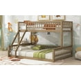 thumbnail image 5 of Twin XL over Queen Bunk Bed, Walnut, Wood Frame, Ladder & Guardrails - Space-Saving Design for Bedroom, No Box Spring Needed, Solid Pine & MDF, 5 of 17