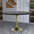 thumbnail image 6 of LeisureMod Verve Mid-Century Modern 48" Round Dining Table with MDF Top and Brushed Gold Pedestal Base for Dining Room and Kitchen, Black, 6 of 11