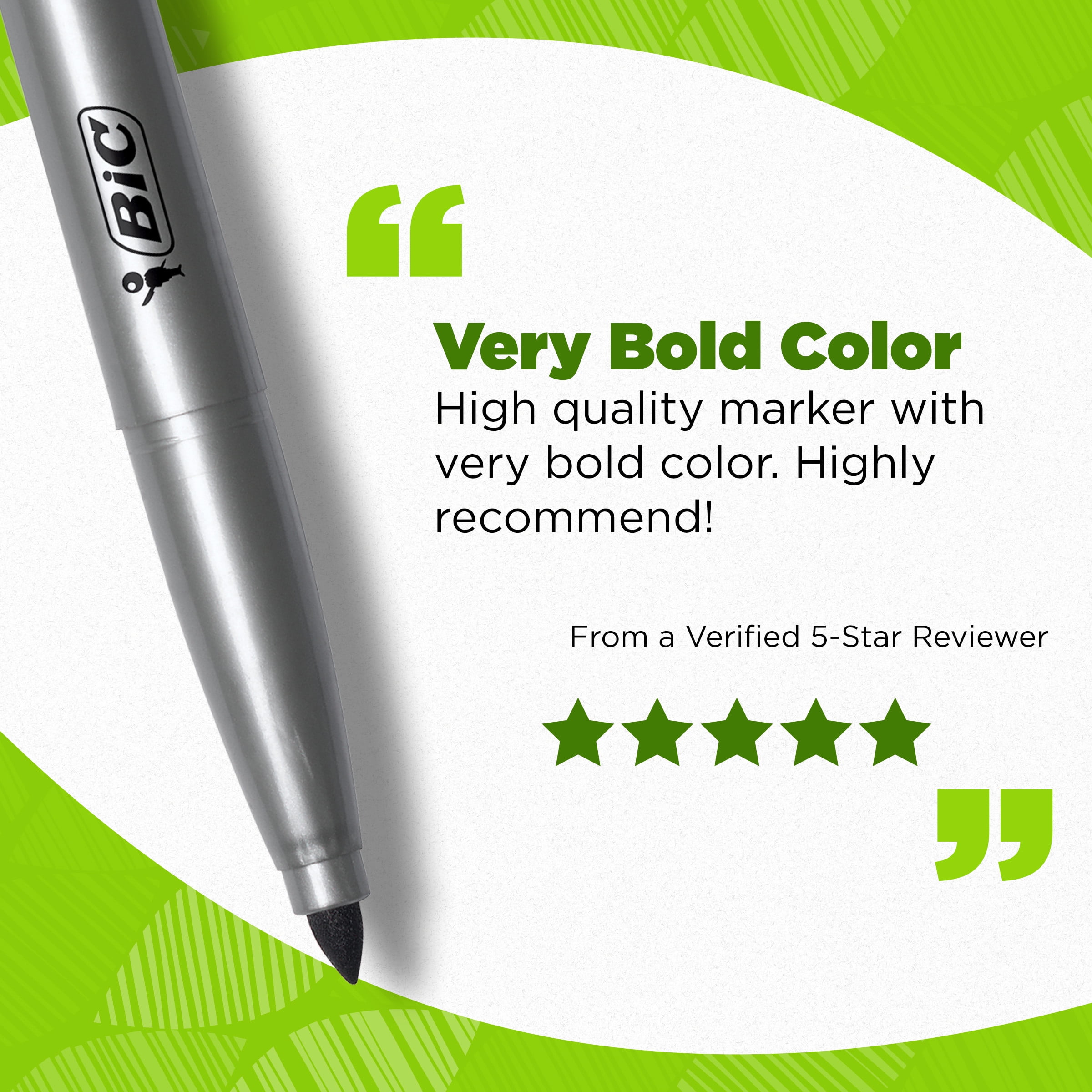 BIC Ecolutions Fine Permanent Markers, Recycled Plastic, Black, 36-Count Pack