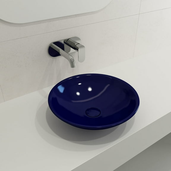 BOCCHI 1120-010-0125 Venezia Vessel with Matching Drain Cover In Sapphire Blue