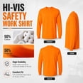 thumbnail image 6 of Gildan Hign Visibility Unisex Safety Cotton Long Sleeve Work T-Shirt, Pack Of 2 (Safety Orange, 2XL), 6 of 9