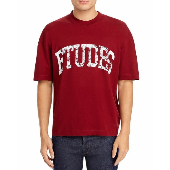 Etudes Men's 100% Organic Cotton Burgundy Spirit 'Études' University T-Shirt-Sm