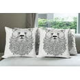 thumbnail image 6 of Ambesonne Indie Throw Pillow Cover 4 Pack, Doodle Bear with Beard, 24", Black White, 6 of 7