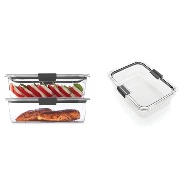 Recipientes Rubbermaid Brilliance para almacenamiento de alimentos, 2 x 2,3 litros, con tapa