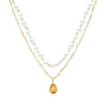 thumbnail image 3 of SDJMa Dainty Layered Necklaces for Women,Pearl Teardrop Gemstone Multilayer Real Gold Plated Pendant Necklace Women Gift Jewelry, 3 of 9