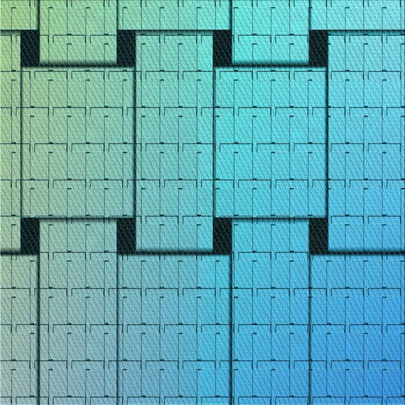 Ahgly Company Indoor Square Patterned Bright Turquoise Blue Area Rugs, 4' Square