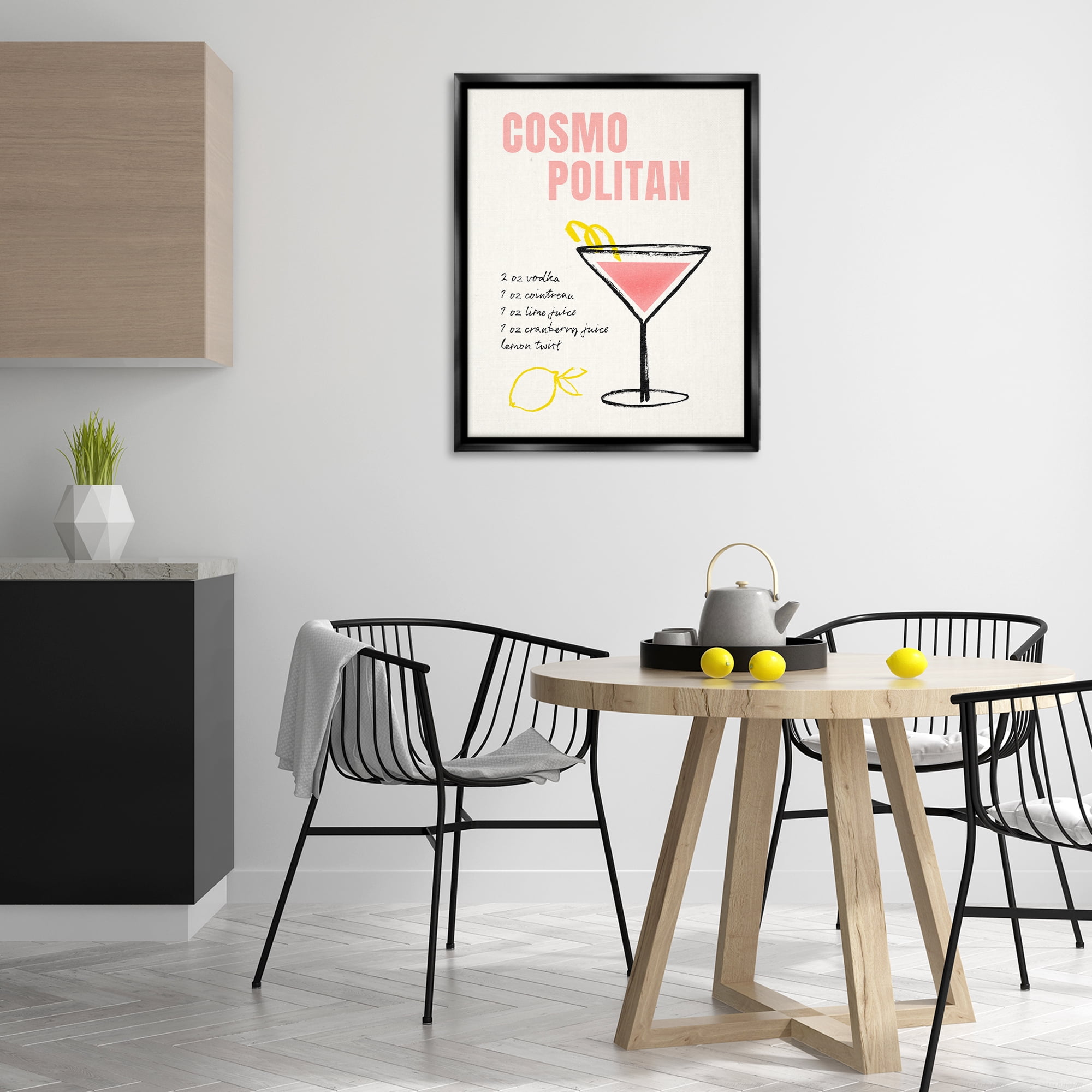 Stupell Industries Cosmopolitan Drink Recipe Food & Beverage Painting Black Floater Framed Art Print Wall Art, 25 x 31