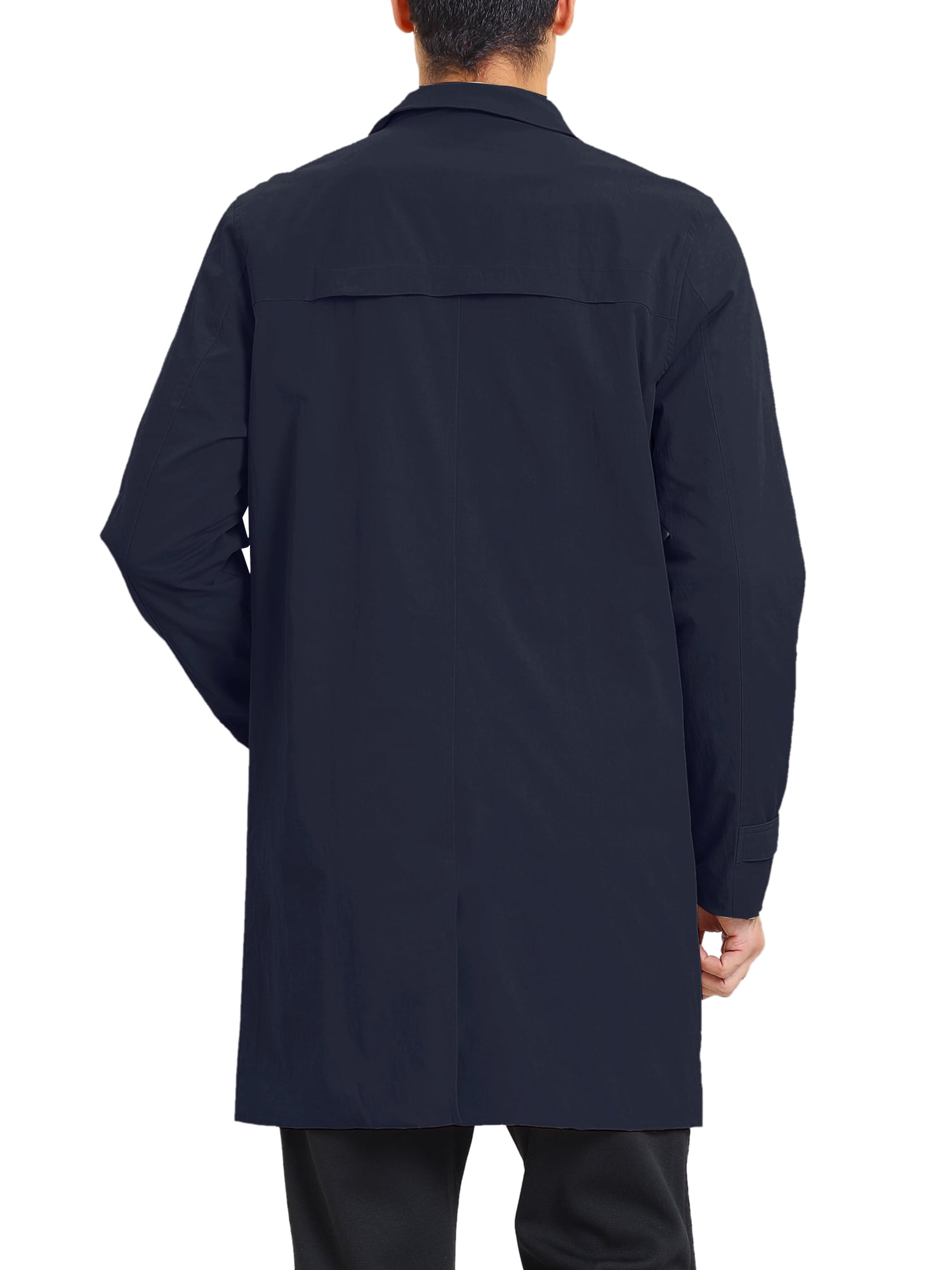 DARING DIVA Men's Trench Coat Lightweight Single Breasted Jacket Overcoat L Navy Blue