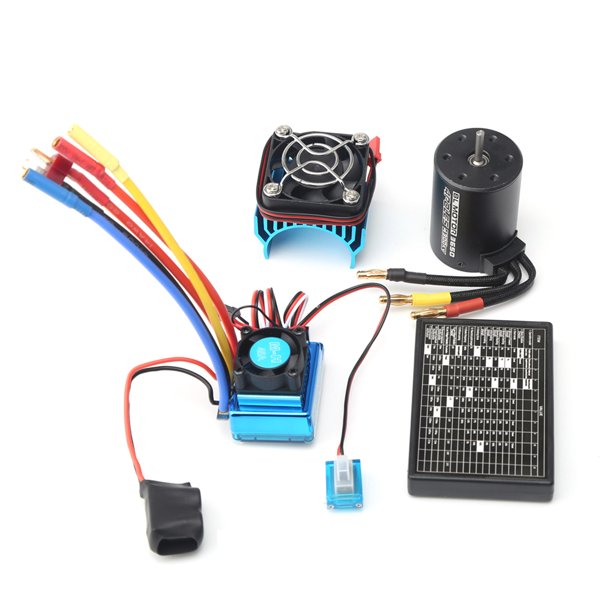 Esc Motor sin escobillas 3650 4300KV con tarjeta de programación de disipador de calor ESC sin escobillas 45A para 1/8/ 1/10 Remote Control Car Remote Control Boat Part Abanopi Esc