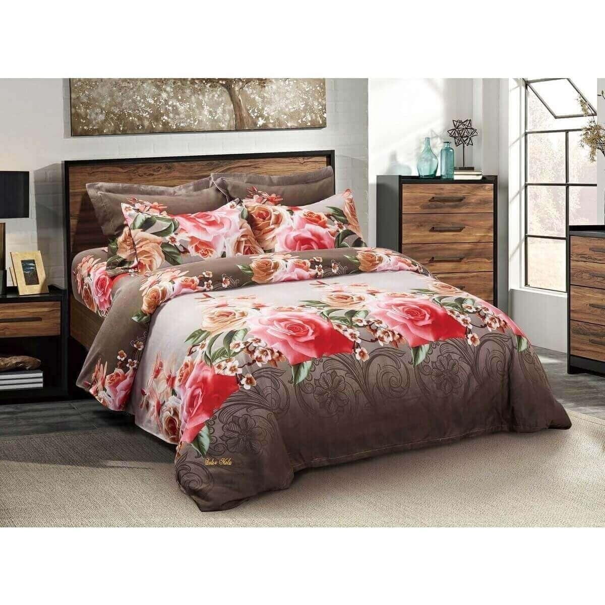 Duvet Cover Set, King Size Floral Bedding, Dolce Mela - Rose Medley DM708K