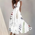 thumbnail image 3 of Frostluinai Dress for Women 2023! Plus Size Cocktail Dress Wrap Deep V Neck Sleeveless Floral Swing Dresses A-Line Dresses White Maxi Party Wedding Guest Dresses, 3 of 5