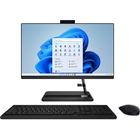 Lenovo IdeaCentre AIO 3i, All-in-One Desktop Computer, Intel Core i3-1215U, 23.8" FHD 250nits, Intel UHD Graphics, 8GB DDR4, 512GB SSD, Wireless Keyboard & Mouse Combo, Windows 11 Home, Black