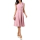 thumbnail image 1 of Vestido de negocios casual para mujer, vestido midi formal sin mangas con solapa de pico en forma de A, color rosa, 1 of 6