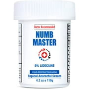 Numb Master 5% Lidocaine Numbing Cream, Maximum Strength Fast Acting Pain Relief Cream 4.2 Oz, Long Lasting Topical Anesthetic Cream with Aloe Vera, Vitamin E for Relief of Pain, Burning and Soreness