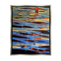 Stupell Industries Ball Floating Reflective Water Ripples Vivid Light Graphic Art Luster Gray Floating Framed Canvas Print Wall Art, Design by Alan Weston