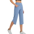 thumbnail image 6 of Kvture Capri Yoga Pants for Women Summer Split Side Sweatpants Stretch Lounge Lightweight Workout Joggers with Pockets Blue Pant L, 6 of 9