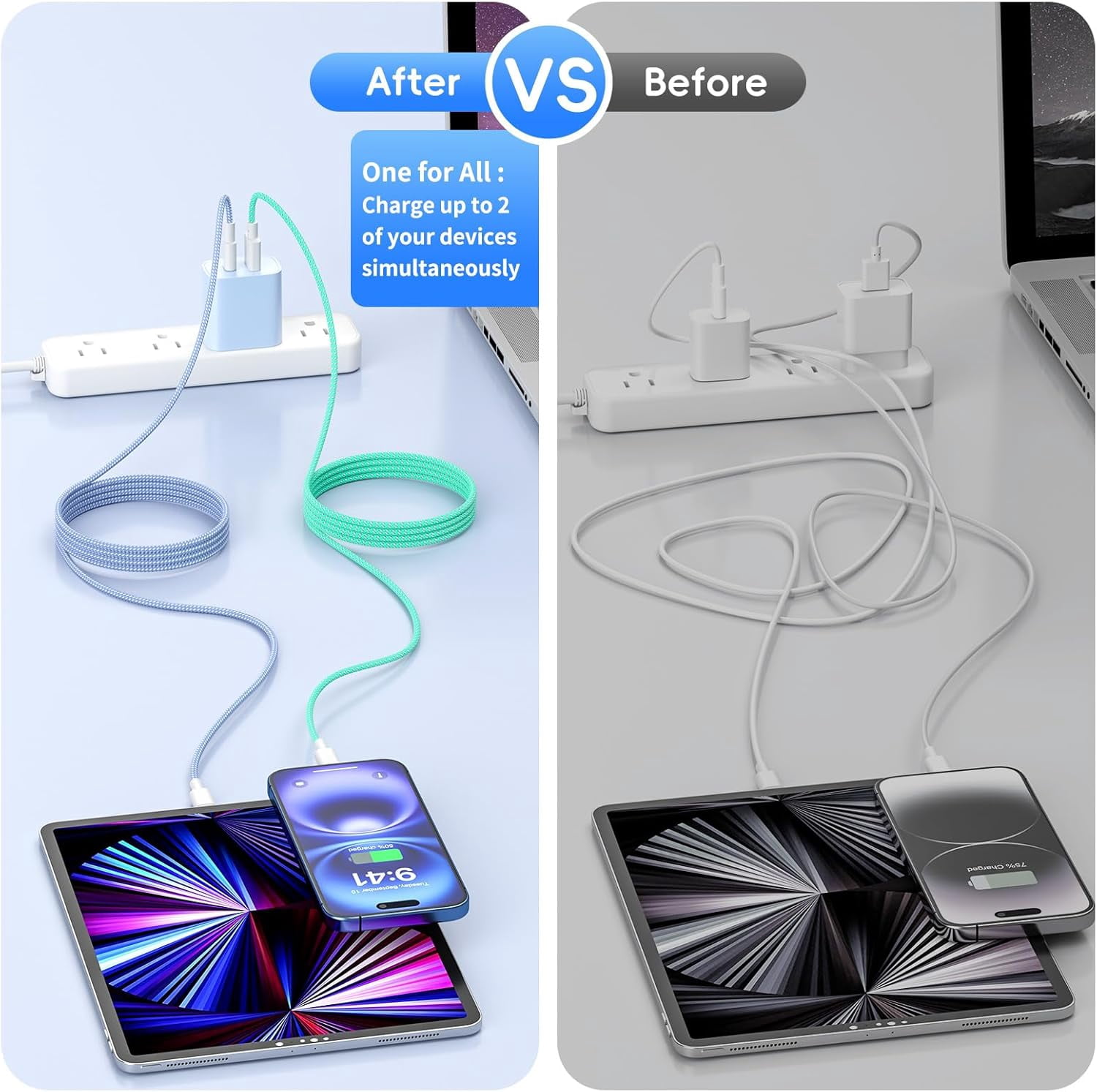 Fast Charger for iPhone 16 15, 4 Pack 20W Dual Port A/C Wall for iPhone Charger Block with 6FT USB C Fast Charging Cable Compatible for iPhone 16/15 Pro Max/Plus, for iPad Pro 12.9"/11" and iPad Air