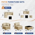 thumbnail image 6 of UDPATIO 5-Piece Wicker Modular Sectional Outdoor Conversation Sets with Glass Coffee Table, Yellow&Beige, 6 of 6