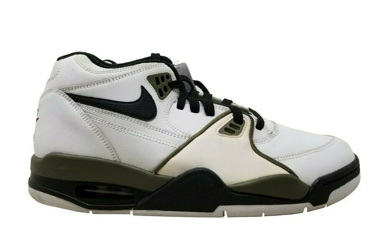 Nike Air Flight 89 White/Black-Medium Olive Men's Shoes Size 9 -