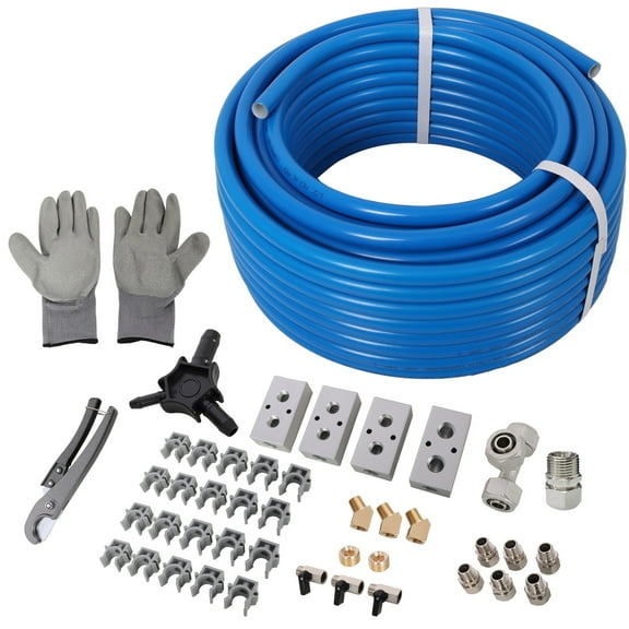 1/2" x 100ft PEX-AL-PEX Air Compressor Tubing Kit, Industrial Grade Blue Air Hose System with 30  Fittings for Garage, Workshop & HVAC